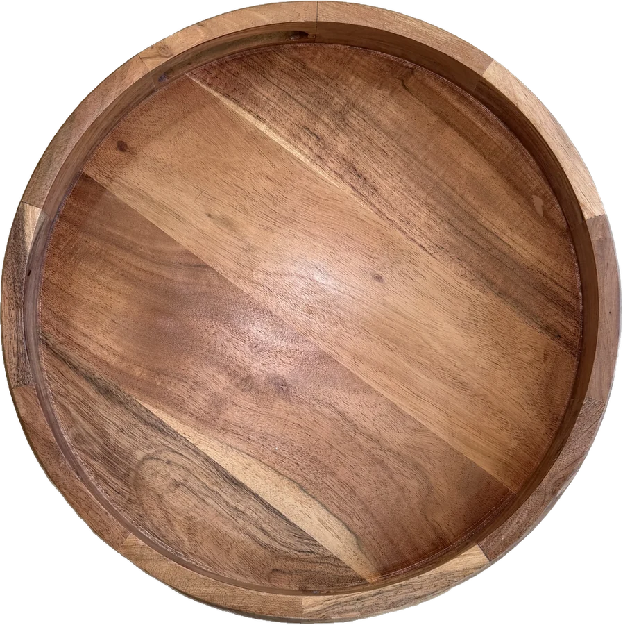 Round acacia serving tray